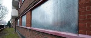 Vacant Commericial Property Steel Boarded Window