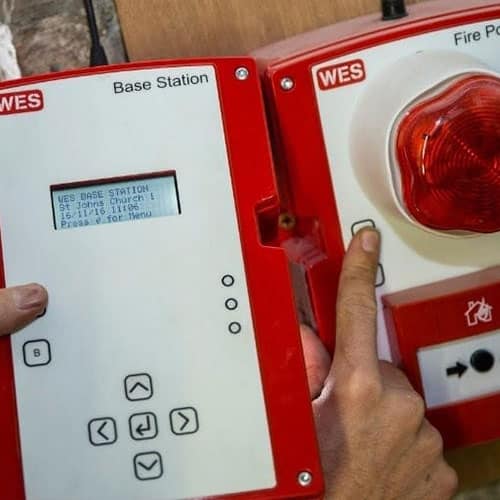 Wireless Fire Alarm being tested