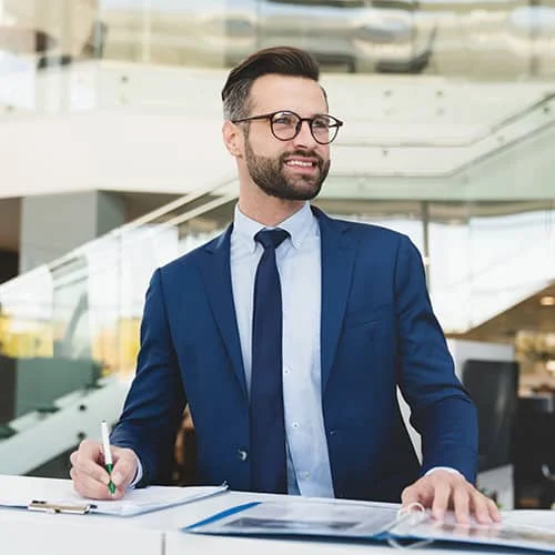 Corporate concierge on reception desk