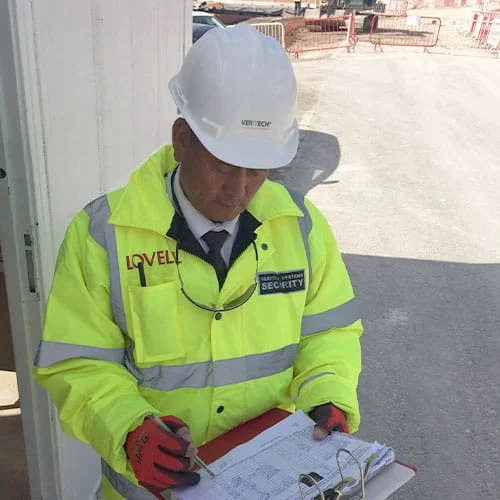 Veritech security guard on a building site