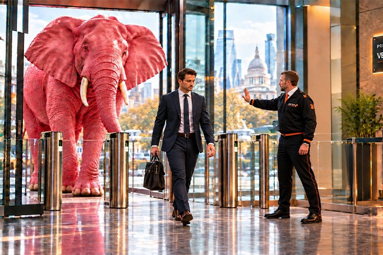 The elephant at the entrance is easy to spot